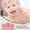 AULEGE Baby Teething Toy for Babies 3-6,12 Months, BPA Free Silicone & Natural Beech Baby Teething Ring for Teething Relief, Wooden Ring Teether for Baby 3+ Months(Dark Pink, Beige)