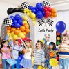 132pcs Race Car Balloon Arch Kit, Race Car Party Decorations with Black Blue Yellow Red Orange Balloons Checkered Wheels Foil Balloons for One Two Fast Race Car Birthday Party Decorations for Boys