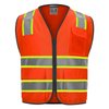 DPSAFETY 9 Pockets High visibility Class 2 Safety Vest，Hi Vis Vest with 2 inch wide Reflective Strips security vest with Zipper construction work vest for men &women Orange，2XL