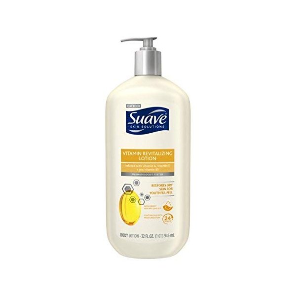 Suave Skin Solutions Body Lotion Revitalizing with Vitamin E, 32 Fl Oz, Pack of 1
