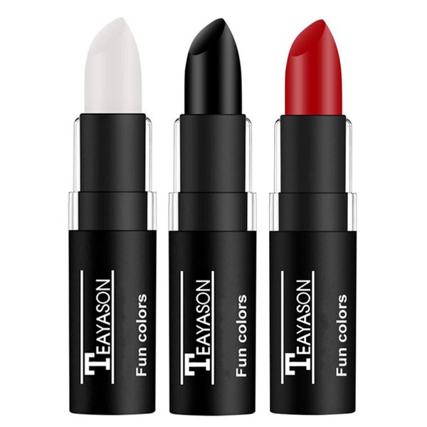 Go Ho 3 PCS Makeup Clown White Cream-Blendable Stick - Eye Black Sticks Face Body Paint Professional Halloween SFX Makeup,Safe Facepaint Nose&Lip Smacking for Sports Festival Makeup(White+Black+Red)