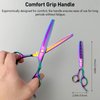 Durable Hair Thinning Scissors with Rainbow Color - 6" Hair Cutting Thinning Shears for Women and Men,Professional Salon Use