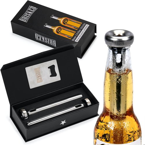 Beer Chiller Sticks for Bottles Set | 3 Stainless Steel Cooling Chillers | Christmas Gift Accessories | Cooler Gag Idea for Mens Birthday Gifts