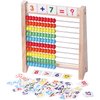 Educational Abacus for Kids Math - 10 Row Wooden Counting Frame with Number 1-100 Cards - Teach Counting, Addition and Subtraction, Preschool Learning Math Toys for Boys Girls Gift 3 4 5 Year Old