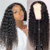 Deep Wave Lace Front Wigs Human Hair Wigs for Black Women Curly Human Hair Wigs Wet and Wavy Lace Front Wig Human Hair Glueless Wigs Human Hair with Baby Hair 150% Density(Natural Color, 18 Inch)