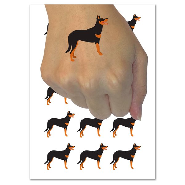 Beauceron Dog Solid Temporary Tattoo Water Resistant Fake Body Art Set Collection - 15 2" Tattoos (1 Sheet)
