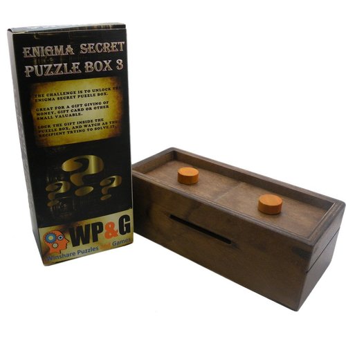 Puzzle Box Enigma Secret Explorer - Money and Gift Card Holder in a Wooden Magic Trick Lock with Hidden Compartment Piggy Bank Brain Teaser Game