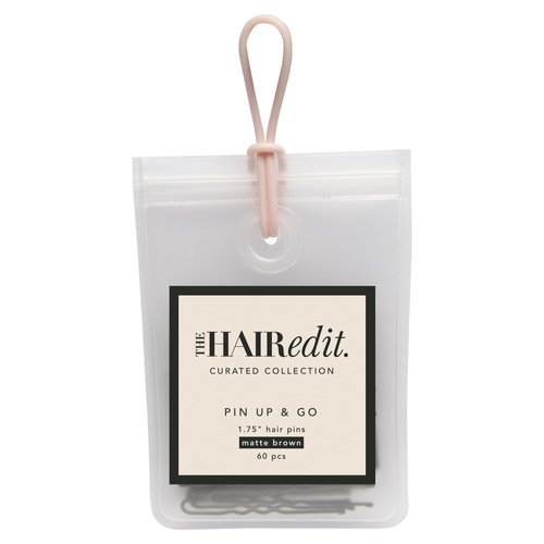 The Hair Edit Pin Up & Go Hair Pins - Matte Brown Professional U-Shaped Hair Styling Pins, 60 Ct