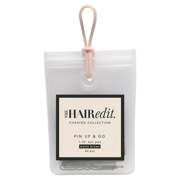 The Hair Edit Pin Up & Go Hair Pins - Matte Brown Professional U-Shaped Hair Styling Pins, 60 Ct