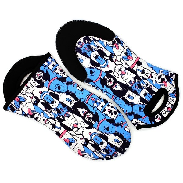Dog Print Oven Mitts 2 Pack, Neoprene Fabric Heat Resistant Rubber Grip, Kitchen Oven Glove, Washable Pot Holder