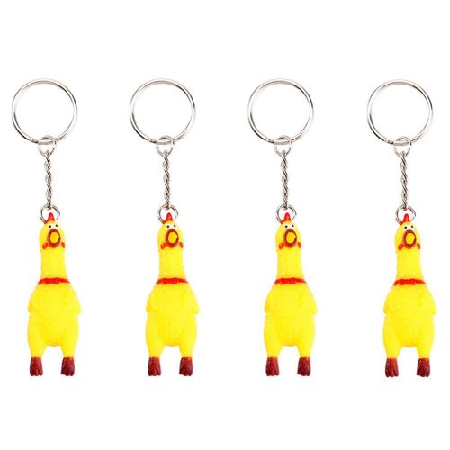 YARNOW 4pcs Screaming Chick Bags Purse Charm Pendant Squeeze Chicken Keychain Novelty Key Holder Bird Pendant Charm Rubber Squawking Chicken Rubber Chicken Accessories Baby Vocalize Vinyl