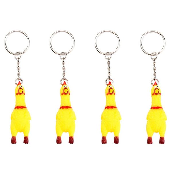 YARNOW 4pcs Screaming Chick Bags Purse Charm Pendant Squeeze Chicken Keychain Novelty Key Holder Bird Pendant Charm Rubber Squawking Chicken Rubber Chicken Accessories Baby Vocalize Vinyl