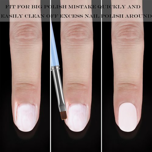 JASSINS Nail Art Clean Up Brushes, 3 Pcs Flat/Oval/Fine Angled Gel Nail Brushes,For Nail Art Design Painting DIY and Cleaning Polish Mistake on the Cuticles (Color)