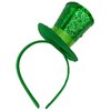 Needzo Little Top Hat St. Patrick's Day Sequin Headband, Green Hair Accessory With Clovers and Tulle for Holidays and Themed Parties, One Size Fits Most (Top Hat)