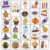 Leesgel 50 Styles Glitter Halloween Birthday Party Supplies, Halloween Cute Tattoos Stickers For Kid Prizes, Safety Waterproof Fake Temporary Tattoo for Boys Girls Halloween Party Games Toys