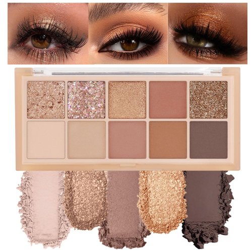 ORANOT 10Colors Rose Gold Brown Colorful Eyeshadow Palette Makeup,Natural Neutral Highly Pigmented Eye Shadow,Naturing-Looking Long Lasting Waterproof Blendable Hypoallergenic Suitable for Beginners