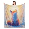ALIFAFA Fox Blanket, Cute Red Fox Throw Blanket Aesthetic, Fox Gifts for Boys and Girls, Soft Plush Fox Lovers Fleece Blanket for Kids, Kawaii Fox Decor,50"x40"