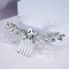 Teyglen Crystal Bride Wedding Hair Comb Silver Teardrop Rhinestone Hair Pieces Sparkly Hair Accessories for Bride Bridal Rhinestone Side Comb Headpieces for Women Girls