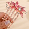 Missgrace Boho Simple Luxury Glitter Sparkly Flower Pink Crystal Rhinestones Hair Side Combs Hairpins Barrettes Bride Hair Clips Accessories for Women Girls (Pink)
