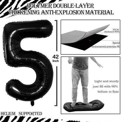 GOER Number 50 Balloons for 50th Birthday Party Decorations,42 Inch Jumbo Foil Helium Balloons for 50th Anniversary (Black)
