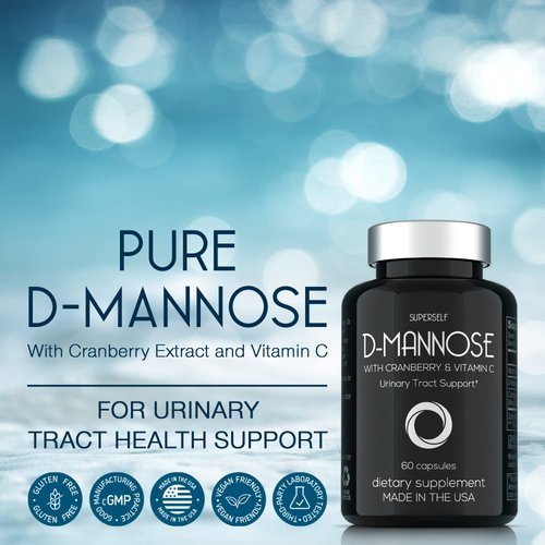 D-Mannose 1000mg Capsules - D Mannose with Cranberry Extract and Vitamin C - 60 Capsules 500mg High Strength - Urinary Tract Health for Women & Men - Vegan & Non-GMO - Fast-Acting Natural UTI Support