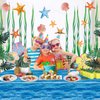 Hegbolke 8 Pack Ocean Wave Tablecloths - Disposable Plastic Ocean Water Table Cover for Ocean Under The Sea Beach Pool Mermaid Shark Birthday Party Decoration Supplies, 51" x 106"