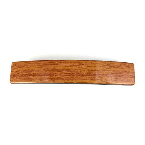 Copper Brown barrette big rectangle hair clip accessory 4.25 inches long plastic wood grain pattern