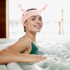 WLLHYF Spa Headband Facial Makeup Head Band Microfiber Soft Coral Fleece Head Wraps Snail Cartoon Cute Hair Accessories Elastic Skincare Hair Band for Women Girls Washing Face Beauty (Pink)
