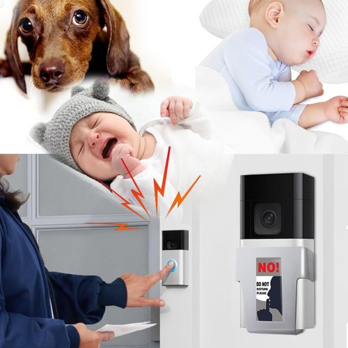 Do Not Disturb Doorbell Button Cover, Please Do Not Ring Signs, Suitable for Undisturbed Napping, Baby Sleep, and Dog Barking 2 Pack 6 Interchangeable Stickers（Wide Video Cover）