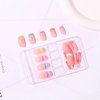 Rainbow French Nail Tips for Women Girls Press on Nails Acrylic Fake Nails with Design Medium Square Oval False Nails with Nail Glue Adhesive Tabs Nail File