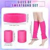 SATINIOR 80s Women Neon Leg Warmers Set Holographic Fanny Pack Knit Leg Warmers Headband Wristbands for Yoga Running Hiking (Pink, Rose Red)