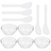 FRCOLOR Spa Facial Mixing Bowl Kit with Stick - Spatula & Brush - 5Pcs Clear Glass Cosmetic Beauty Tools for DIY Facemask Application Suitable for Water Use