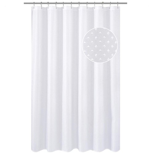 N&Y HOME Hotel Fabric Shower Curtain or Liner, Cloth Textured White Shower Curtain with Bottom Magnets, Machine Washable, 72 x 72 inches for Bathroom