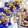 Royal Blue and Gold Balloon Garland Arch Kit, Blue and Gold Party Decorations with White Balloons Gold Confetti Latex Balloons for Anniversary Wedding New Year Graduation Birthday Party Decorations
