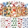 Outus 100 Pieces Christmas Cellophane Treat Bags, Plastic Christmas Cello Bags with Twist Ties for Candy, Cookie, Goodies, Gift Wrap, Xmas Party Favor Supplies (Multiple Pattern)