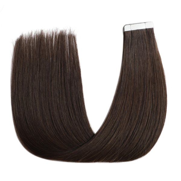 QingChang Tape in Hair Extensions Human Hair Single Donor Hair Healthy Natural Invisible Seamless Longlasting #2 Dark Brown 12" 20pcs 30g