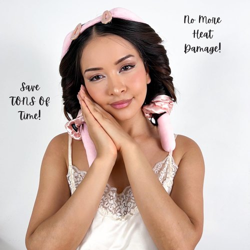 Celeste Beauty Heatless Hair Curler - Curling Rod for Natural Overnight Curls | No Heat Headband | Hair Curlers for Long and Medium Hair Types (Pink)