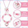 Bonuci 12 Pcs little Girls Jewelry Kids Necklaces and Bracelets Set Kids Jewelry for Girls Christmas Gift Cute Charm Toddler Bracelets for Pretend Play Dress Up Party Favors(Stylish Style)