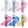 SUMEITANG 6Colors Face Body Glitter Gel，Holographic Chunky Sequins Body Glitter Paint for Party Singer Concerts Music Festival Rave Accessories for Girls Women Face Body Hair DIY Sparkling Makeup