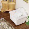 Dollhouse Couch Miniature Furniture Sofa with Pillows for Living Room Desktop Decoration Fabric Sofa Mini Home Scene Accessories Ornament (Single Sofa, White)