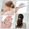 Xinjoduz 2 PCS Crystal Rhinestone Hair Clips, Sparkle Flower Design Alligator Hair Barrettes Non-Slip Floral Duckbill Hairpins Bling Fancy Hair Clips for Women Girls Hair Jewelry Accessories(Silver)