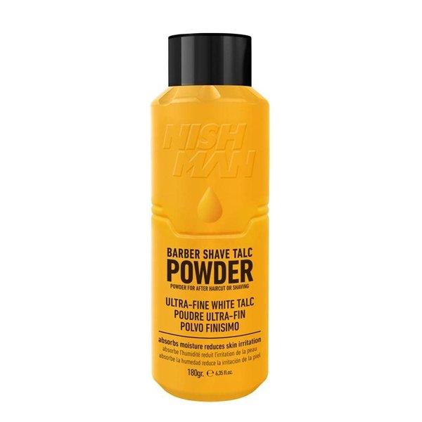 NISHMAN Barber Talc Powder for After Haircut or Shaving, White, 6.4 oz. 180gr