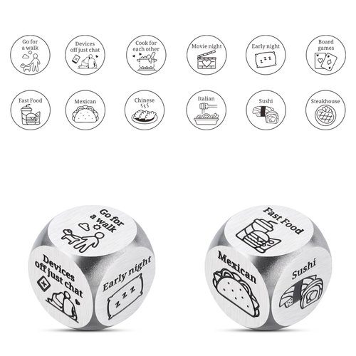 Him Her Anniversary Presents Couples 10th Tin Anniversary Wedding Gifts for Her Him Christmas Valentines Day Gifts Boyfriend Funny Date Night Ideas Gifts Food Decision Dice Stocking Stuffers for Adult