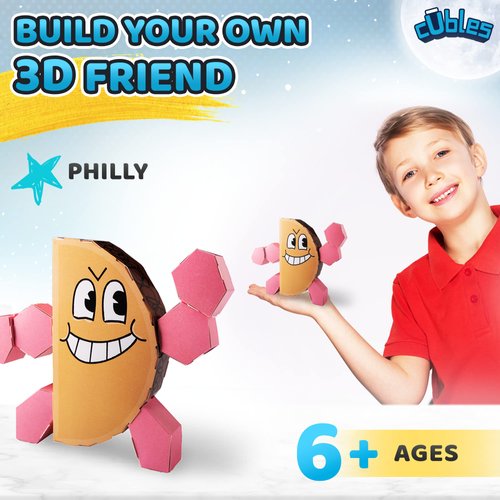 Cubles Toy Building Set, 3D Puzzle Meets Origami Kit, STEM Toys - The Dog Man Series - Philly