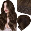 LaaVoo Beaded Weft Hair Extensions Real Human Hair Brown Bead Hair Extensions Weft Human Hair Dark Brown Human Hair Extensions Beaded Weft Brown 20 Inch 50G