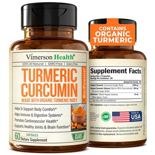 Organic Turmeric Curcumin & Black Pepper. High Absorption Joint Support Supplement with Bioperine. 95% Curcuminoids. Antioxidant Turmeric Supplement for Inflammation Balance & Immune Support. 1400mg