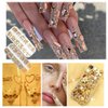 2680Pcs Champagne Gold Nails Rhinestones, 120Pcs Big Golden Nail Charms, Diamond Gems Stones with K9 Bling Flatback Round Beads, Clear Glass Crystal Jewelry for Nails Faces Eyes Makeup Decoration
