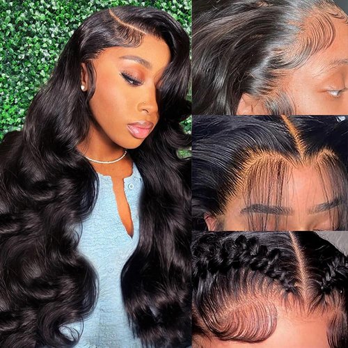 13x6 Body Wave Lace Front Wigs Human Hair 200 Density HD 13x6 Lace Front Wigs Human Hair Glueless Wigs Human Hair Pre Plucked Pre Cut Wigs for Black Women with Baby Hair Natural Color 22 Inch