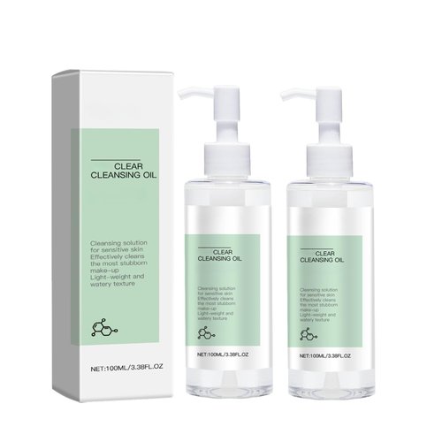 Clear Cleansing Oil, Deep Cleansing Oil, Facial Cleansing Oil, Makeup Remover, Oil Cleanser for Face, Makeup Blackhead Remover, All Skin Types (2 Pcs)