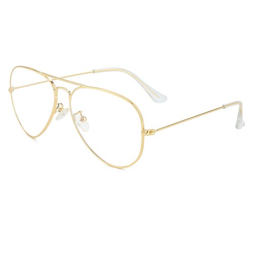 NIDOVIX Aviator Clear Lens Glasses for Women Men Non-prescription Eyeglasses Metal Frame Blue Light Blocking Lens (Gold)